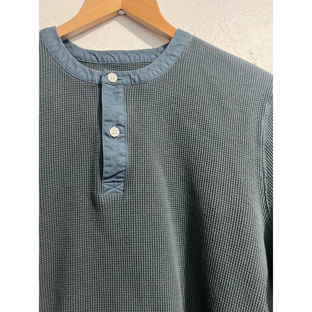 Everlane Henley Shirt Mens Large Blue Waffle Thermal Long Sleeve - Picture 4 of 5